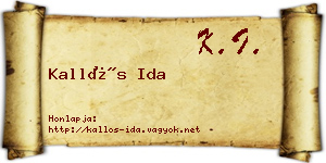 Kallós Ida névjegykártya