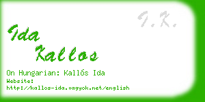 ida kallos business card